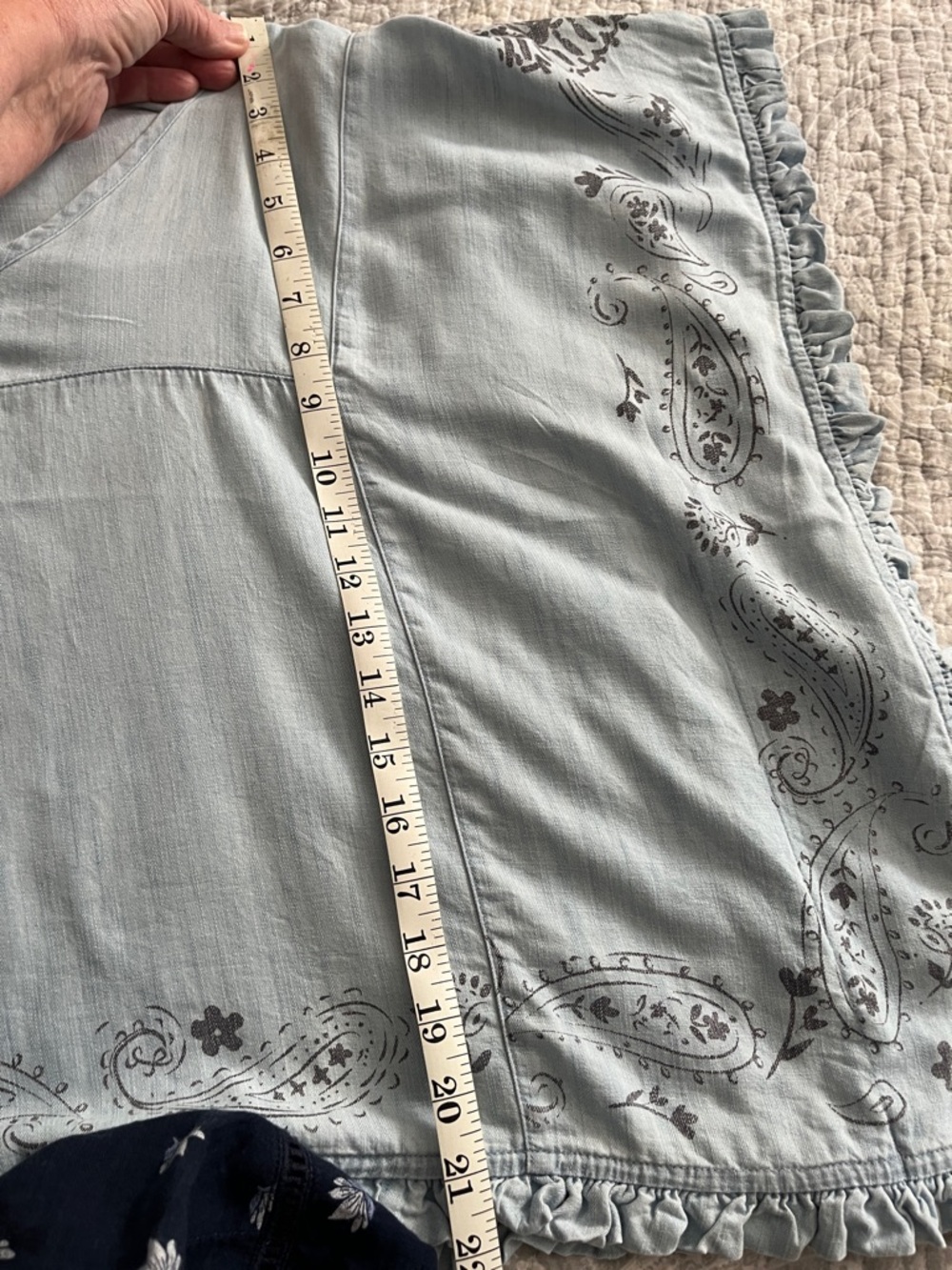 Ariat Pale Blue Embroidered Ruffle-Hem Tunic - Picture 6 of 6